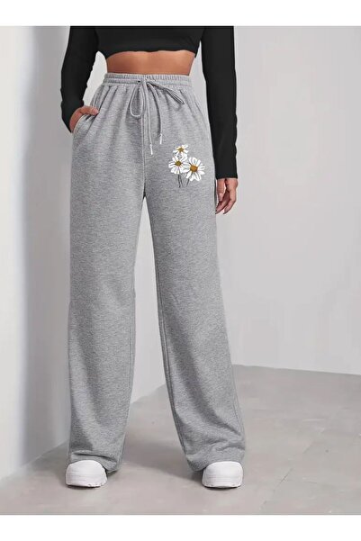 Le Vion Kadın Baskı Detaylı Oversize Geniş Paça Rahat Kesim Kadın Eşofman Altı