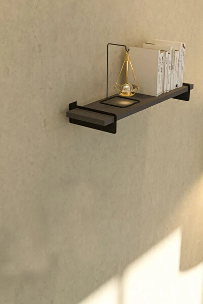 İda Wooden Alto Antrasit Gri Metal Ayaklı Duvar Rafı - Demir Ayaklı Duvar Kit...