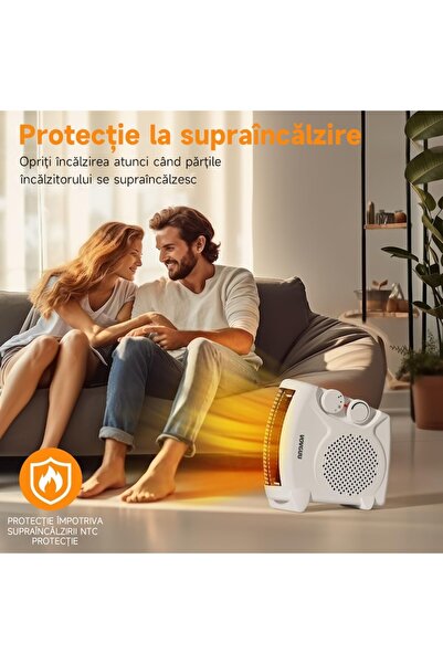 Tessari JFYU Electric Fan Heater, Compact Quiet Rapid Heating, White