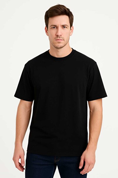 ZUM Ανδρικό βαμβακερό μαύρο ελαφρύ μπλουζάκι από χτενισμένο βαμβάκι με λύκρα