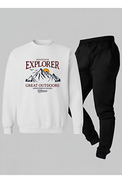 LORVEX Swea tricou pentru băieți - Set de trening cu gât rotund EXPLORER impr...