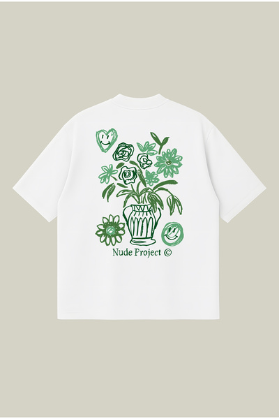 PURE POWER Nude Project Jarron Tee Green Boxy Fit Oversized Unisex Tshirt – P...