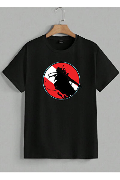 aytok tekstil مطبوع تي شيرت للرجال والنساء برقبة دائرية مطبوع تي شيرت أسود تي...