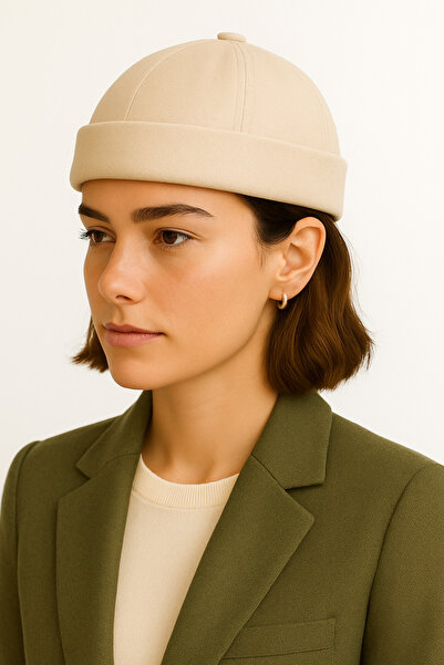 CapZone Beige Docker Hat Unisex – Casual & Stylish Combination – Roll-Up Docker Hat – Adjustable Velcro
