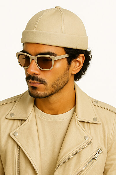 CapZone Beige Docker Hat Unisex – Casual & Stylish Combination – Roll-Up Docker Hat – Adjustable Velcro