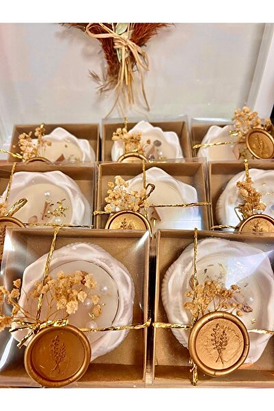 Defne 15 adet lotus detaylı kokulu mum seti söz, nişan, Nikah ve düğün için
