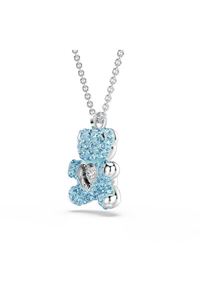 Swarovski Teddy Kolye, Ayıcık, Mavi, Rodyum kaplama