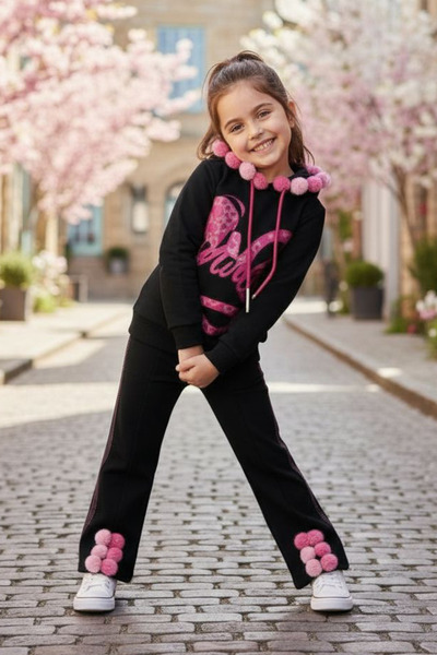 ELAFOR Детски спортен екип с принт и помпони за момичета