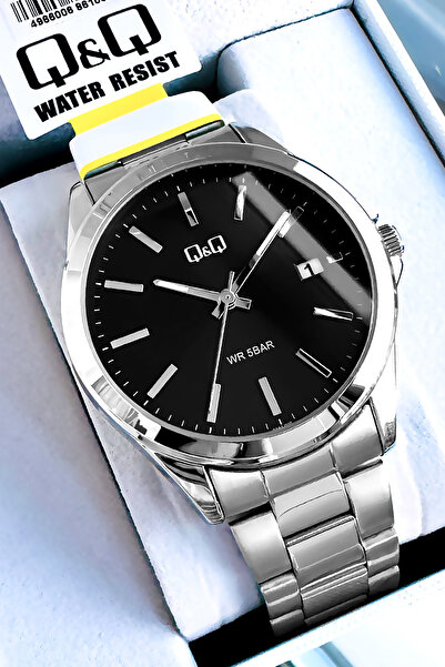 Q&Q Original Quartz Men Wristwatch Silver Color Steel Band 5 Atm Water Resistant Gift Bracelet Qqe2001C12