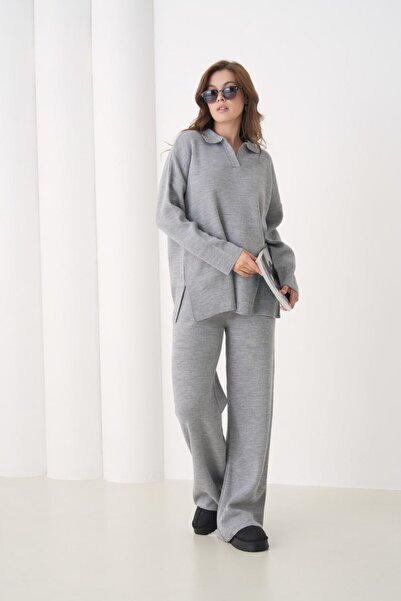 Noi Belis Basic Oversized Polo Yaka Triko Bottom-Top Set Aw25Au0047