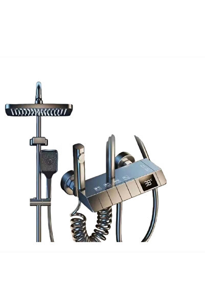 OEM Coloana de dus completa, cu display temperatura apa fara conectare la reteaua electrica, gri