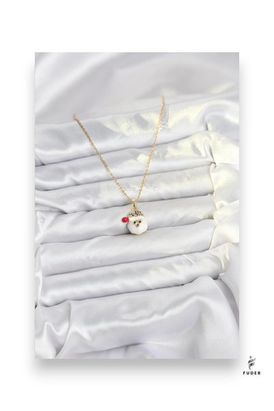 FUDER 316L Steel Chain Gold Color Snowman Head with Hat Model Christmas Themed Women's Necklace