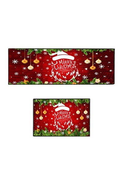 OEM Set of 2 Christmas Kitchen Rugs, Multicolor, 15.7"x23.6" + 15.7"x47.2"