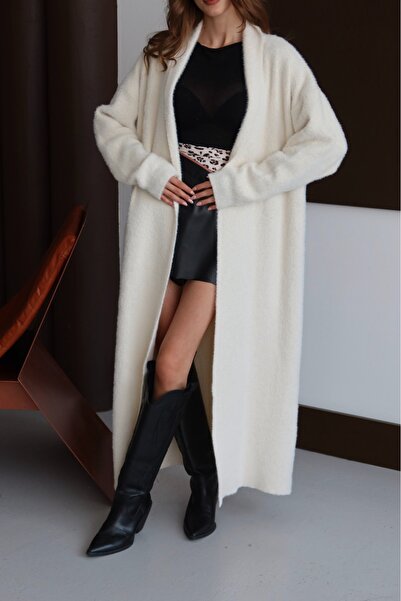 AÈC PRIVÈ Cardigan lung din angora, de calitate premium, pentru femei