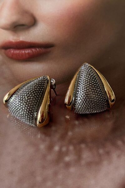 Trendy Butik Gold Silver Color Triangle Earrings