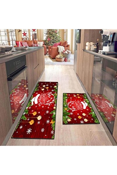 OEM Set of 2 Christmas Kitchen Rugs, Multicolor, 15.7"x23.6" + 15.7"x47.2"