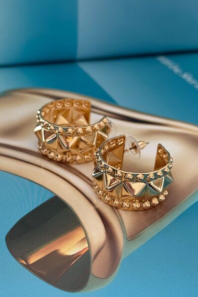 Trendy Butik Plate Geometric Model Hoop Earrings