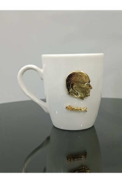 PARILTI HOME COLLECTİON PORSELEN KUPA BARDAK ATATÜRK VE İMZA FİGÜRLÜ
