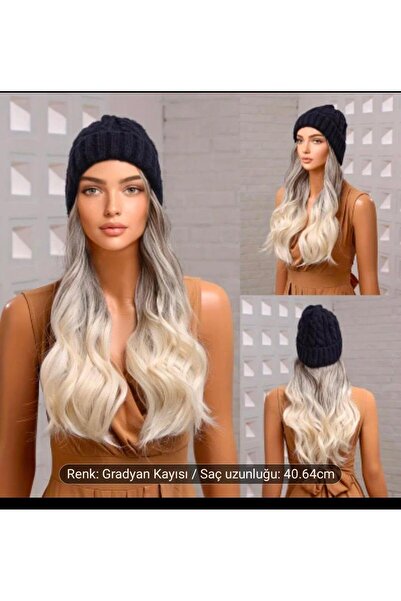 PERUK Örgü Şapkalı Peruk, Doğal Ombre Dalgalı Yeni Moda Peruk, Yüksek kalitel...