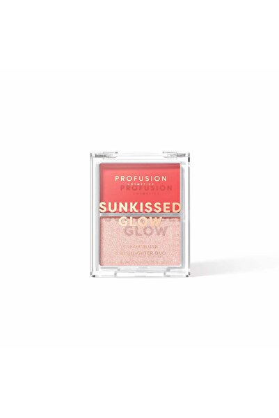 PROFUSION COSMETICS Paletă duo Sunkissed Glow Cream Blush & Highlighter, Coral Heatwave