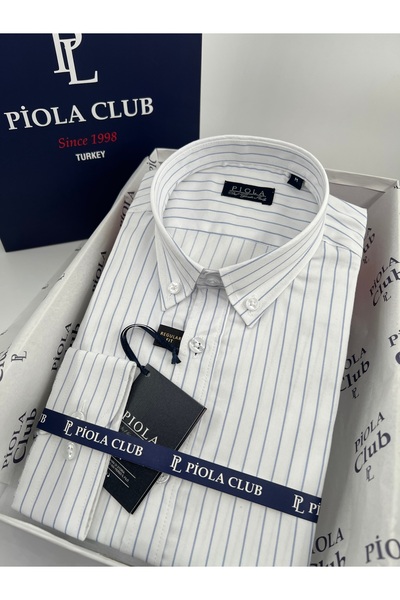 Piola Club Men's Shirt Without Pockets Regular Fit Striped (Light Blue)