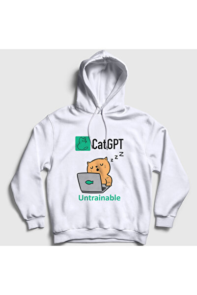 Presmono Unisex White Cat Gpt Funny Artificial Intelligence pisică pisică li cu glugă Swea tricou 581190tt