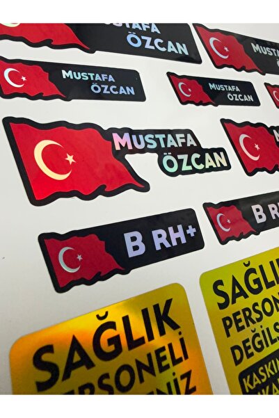 ca kay bu Kişiye Özel İsimlik Sticker Seti – Kan Grubu Etiketi + Kask Sticker...