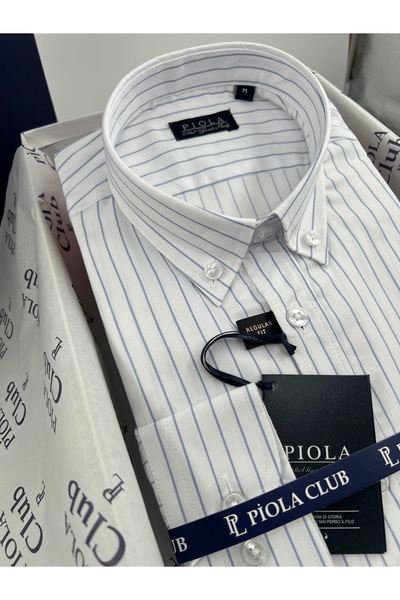 Piola Club Men's Shirt Without Pockets Regular Fit Striped (Light Blue)