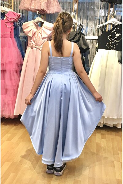 Erkut Βραδινό φόρεμα για κορίτσια από σατέν ύφασμα με ουρά