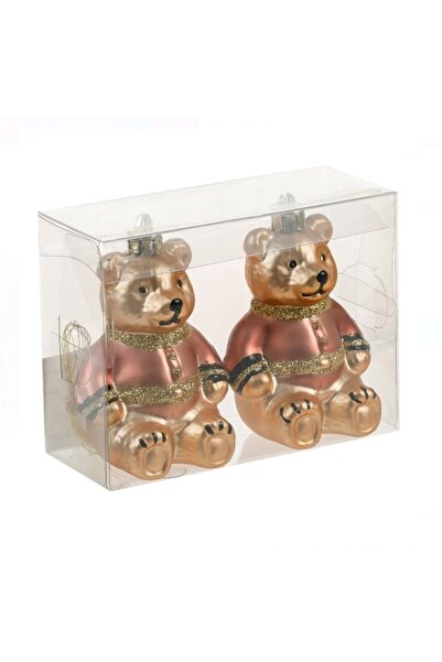 Craciun Golden Bear Tree Ornaments 9cm - 2pcs