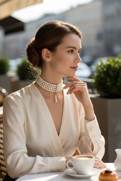 FAYRA ACCESSORIES Zirkon Taşlı Su Damlası İnci Sallantılı Chooker Tasma İnci ...