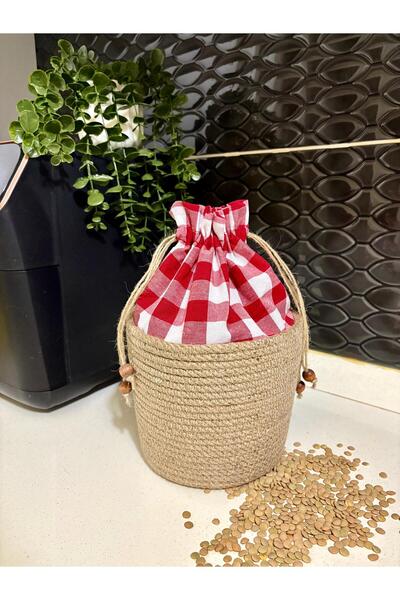 NuaCraft Natural Wicker Rope Mouth-Tied Grain Storage Container Organizer Storage Basket