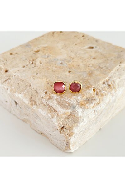Vesce Atelier Fuchsia Cat's Eye Natural Stone Drop Earrings