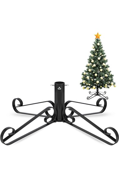 PABUDU Christmas Tree Stand - Metal Support for Artificial Trees (Black)