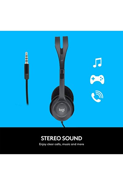 logitech H111 Wired Headset with Noise-Cancelling Microphone - Black