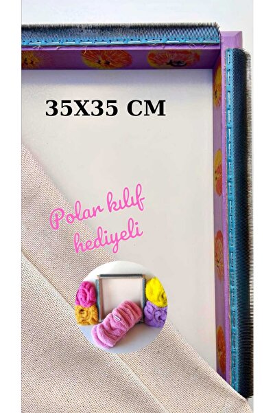 Punchistanbyuyc 35X35 cm Lila Çiçekli Sihirli Punch(panç) (KASNAK KILIF HEDİY...