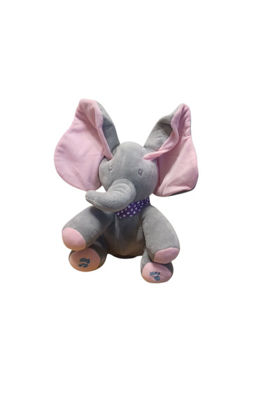 Vision XXI Plush elephant gray with pink, gray with blue, 30 cm, sings and flaps its ears to the rhythm of the song