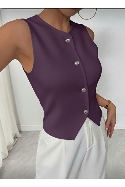 SLAW REZZ Жіночий трикотажний жилет на ґудзиках Жилет з еластаном