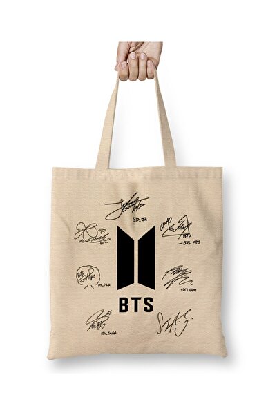 Toyaso Bts Signatures Kpop Kdrama White Cloth Bag Long Handle Shopping Bag Beach Bag