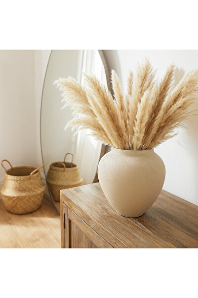 Lui Tasarım Nordic Style Decorative Textured Modern Stylish Ceramic Beige Color Pera Vase 20 cm