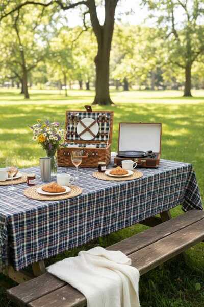 Limitless Modern Plaid Tablecloth Washable Cotton Casual, Dowry Table Cover