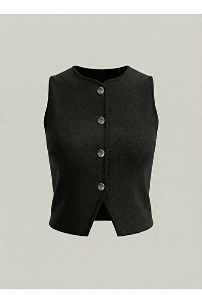 SLAW REZZ Women's Buttoned Knitwear Vest Stretch Fabric Vest