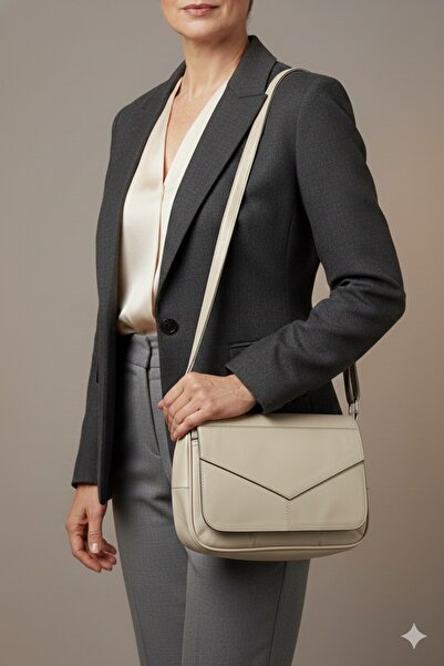 mossi Genuine Leather Mink Women's Shoulder and Crossbody Bag Multi-Compartment Mother Bag