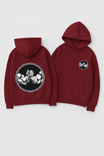 CLASSY.MODA Унисекс суитшърт с качулка, с голям размер и принт – за фитнес, б...