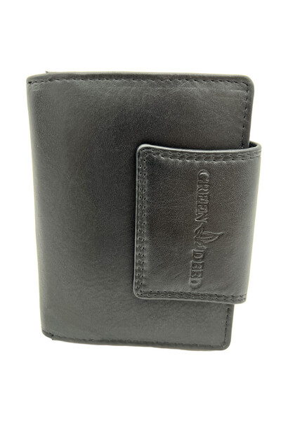 Micutz Portofel Dama Compact cu Design Ergonomic, Piele Naturala, 9x12x3 cm, GREEN DEED, Culoare Negru