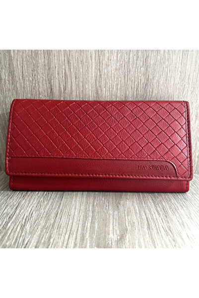 Micutz Women's Leather Wallet, 10x19x3 cm, RFID Protection, Red Color