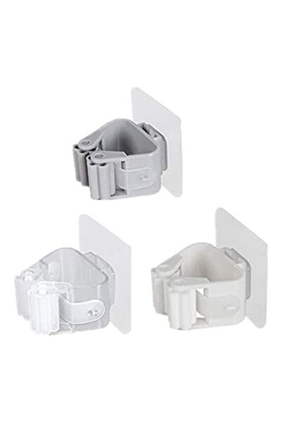 GENERIC4 Zain Home 3-piece Wall-Mounted Mop Holder White/Gray/Transparent