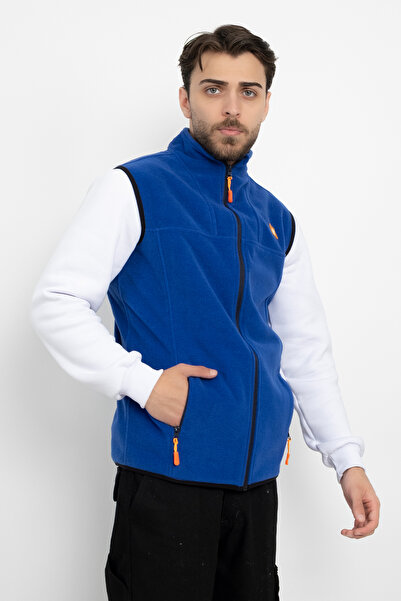 DAŞ ÜNİFORMA Unisex Shaved Anti-Pilling Embroidered Pocket Fleece Vest Standard Full Zipper Cold-Proof Vest