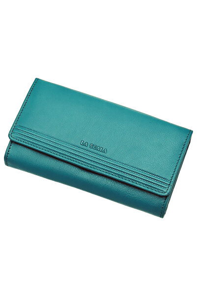 Micutz Women's wallet, made of genuine leather, 18x10x3 cm, La Scala Luxury Collection, Turquoise Color