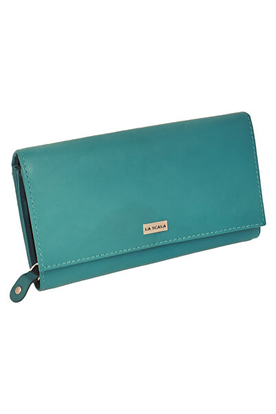La Scala Women's Wallets Genuine Leather, Modern Model, 10x18.5 x 3 cm, La Scala Collection, Turquoise